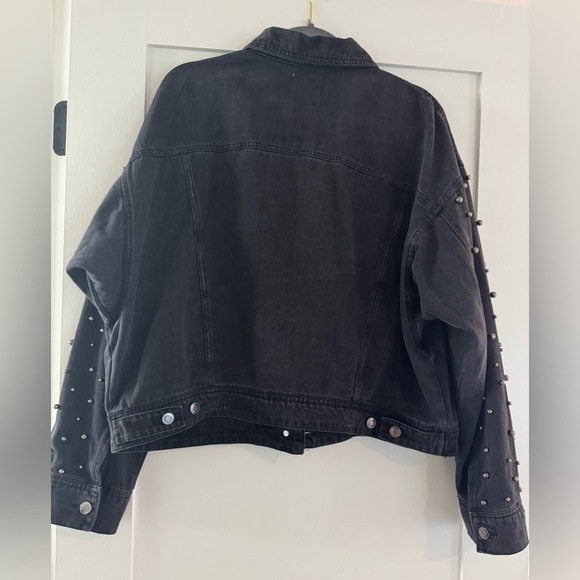 Ci Sono Black Pearl-Studded Jean Jacket - Picture 2 of 4